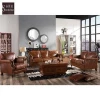 Hotel solid wooden frame 2 seater antique couch living room sofa leather furniture