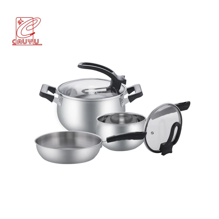 Household economic 5pcs stainless steel kitchenware industrial cooking cook ware cookware sets