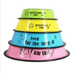 hzu XS/S/M/L/XL Anti slid Dog Food Bowl Wholesale Custom colorful Stainless Steel Dog Bowl for all dogs
