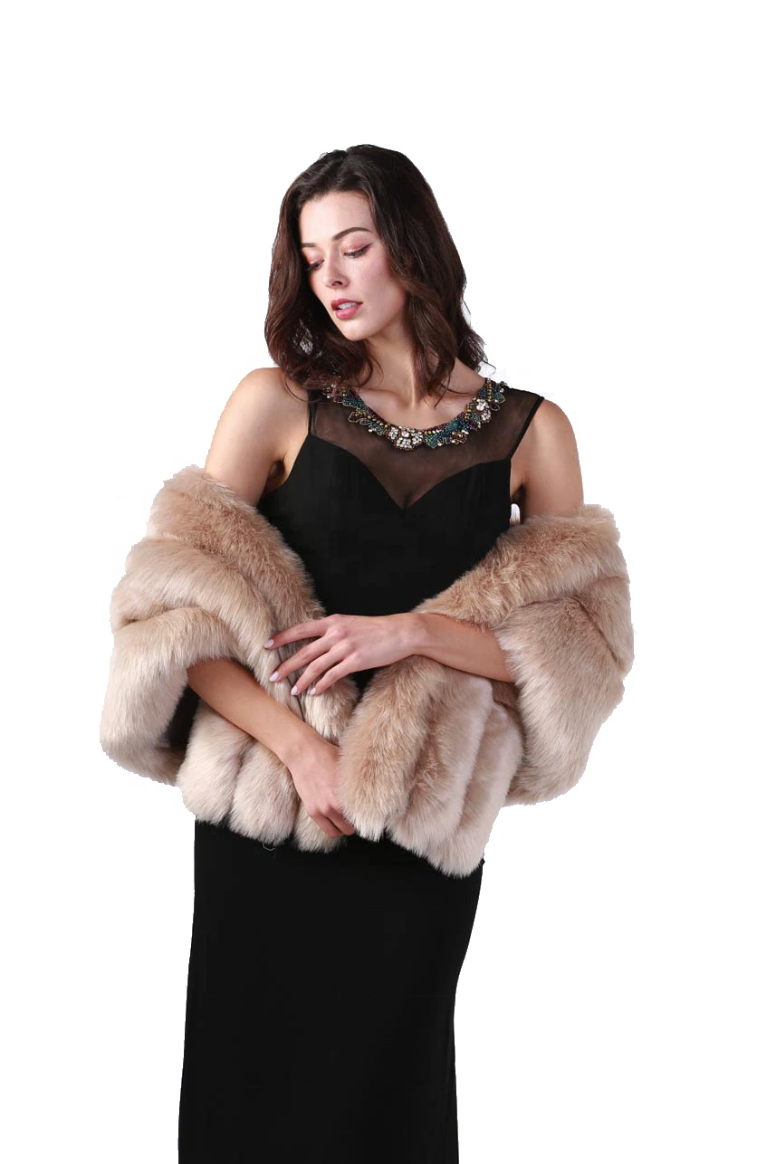 In Stock Fashion Winter Women Fox Faux Fur Poncho Shawl Keep Warm Women Scarf