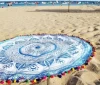 Indian Cotton Round Mandala Beach Throw Roundie Yoga Mat Ethnic Tabke Cover Boho Hippie Tapestry