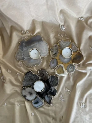 Indian Export Quality Agate Slices Tealight with Fancy Design Stone Candle Holder from Indian Manufacture