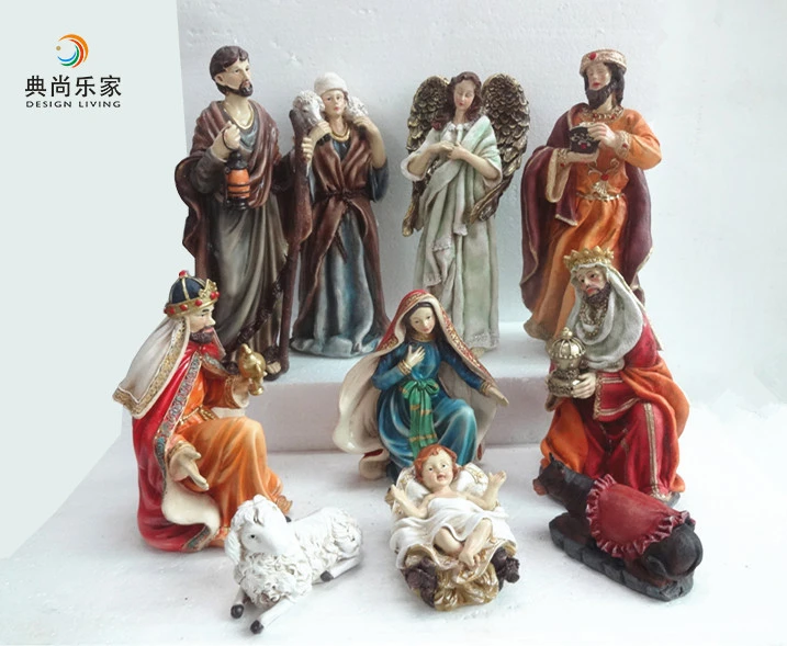 Indoor Polyresin Christmas Ornaments Resin Nativity Sets Home Decor