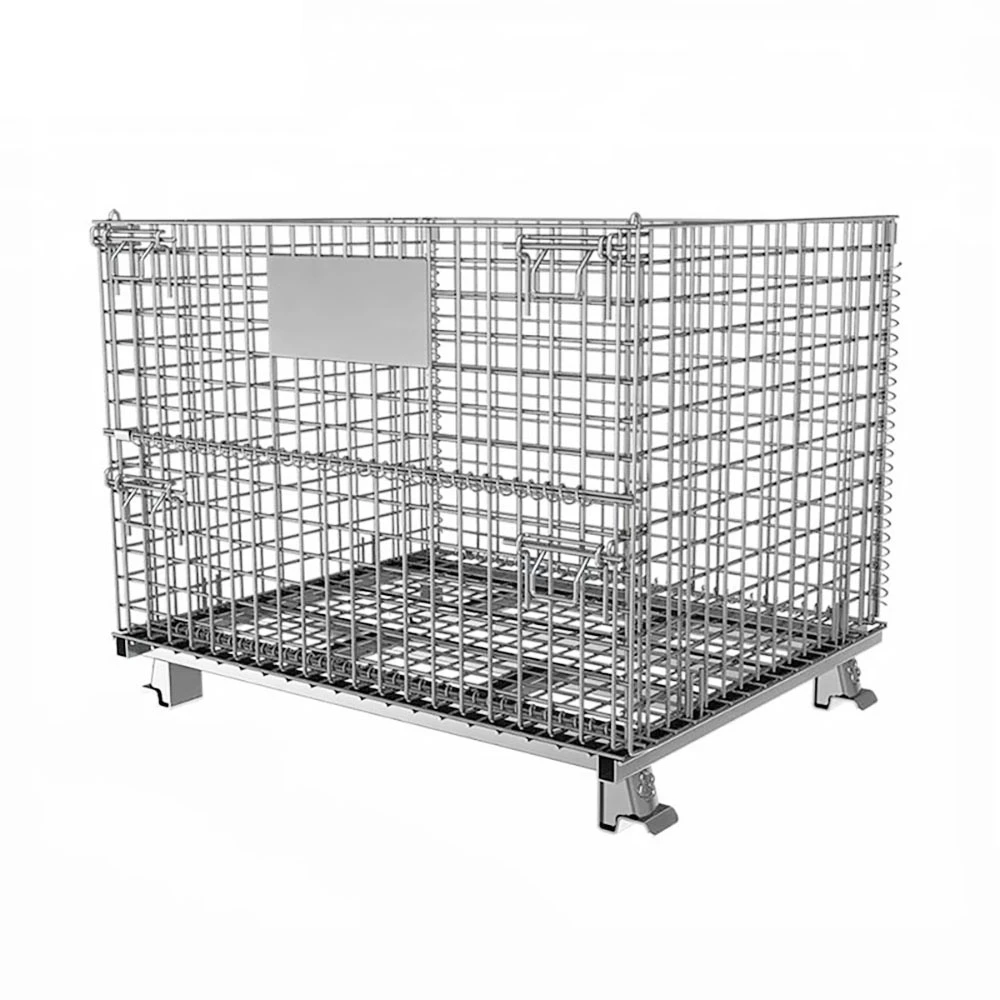 Industrial Galvanized Steel Stacking Collapsible Wire Mesh Container
