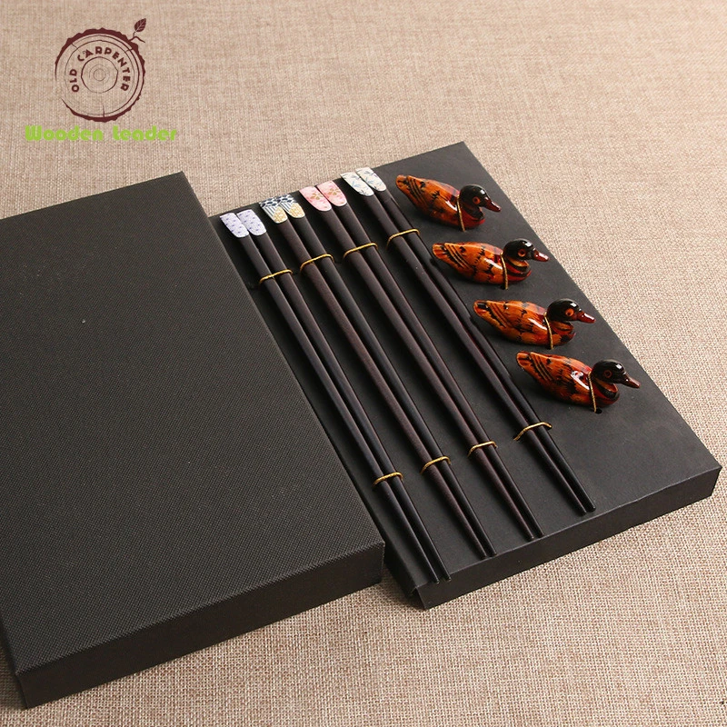 Japanese Style Promotion Gift Box Natural Wooden Chopsticks Tableware sets