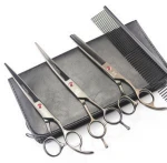 JOEWELL 7.0 inch black hair scissors cutting / thinning scissors kit with comb and leather case