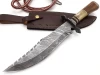 JUST AWESOME CUSTOM DESIGN HAND MADE DAMASCUS ARABIAN STYLE HUNTING AND SKINNING KNIFE WITH STAG HORN AND CAMEL BONE HANDLE