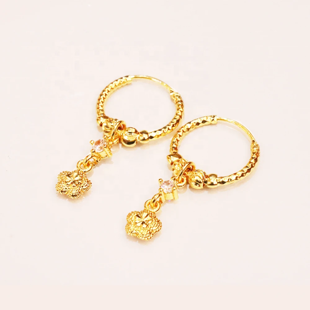 Jxx Crystal Hoop Earring Jewelry 24K Gold Plated Engraved Halloween Golden Heart Costume Lady Alloy Pendant Earring Wholesale