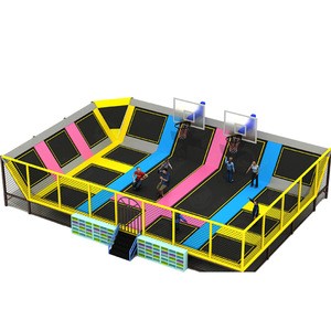 kids indoor playground and active trampoline park polypropylene trampoline fabric jumping bed with different color trampoli