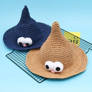 kids summer beach sombrero woven funny straw hat