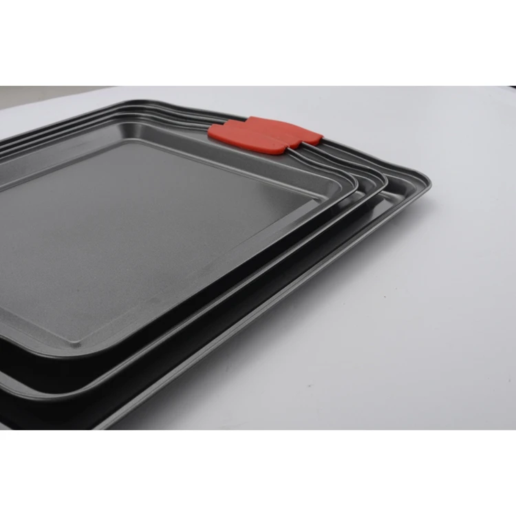 Kitchen Carbon Steel Baking Pan Bakeware With Silicone Handle Rectangular