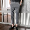 Korean style slim gery square men suit pants for businessman trousers suit for young man formal pant suits for weddings