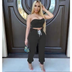 KX-3541 Best selling spring casual solid sleeveless sport pants women 2 piece set