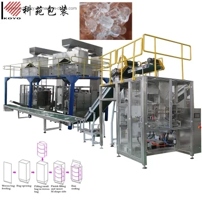 Kyb110 Automatic 1-2-5kg Tube/Cube/Plate Ice Bag/Pouch Baler Primary and Secondary Packing Machine for Filling Sealing Packaging Plastic Bag in Bags in Order