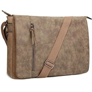 Laptop Messenger Bag 16.5 inch for Men and Women, Vintage Canvas and Waterproof PU Leather Mixed Large Crossbody Shoulder Bag