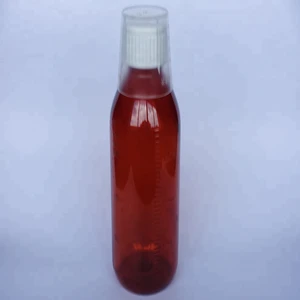 Large Capacity 180ml Brown Round Bottle Plastic Syrup Bottles With Measuring Cups