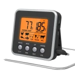Large LCD Digital Cooking Food Meat Smoker Oven Kitchen BBQ Grill Thermometer Clock Timer with Stainless Steel Probe