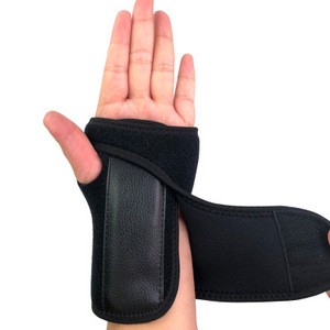 Leather adjustable manly weightlifting gym neoprene carpal tunnel splint wrist thumb brace support