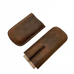 Leather Cigar Case Brown High-end 2 Tube Holder Pocket Cigarette Storage Portable Cigar Box
