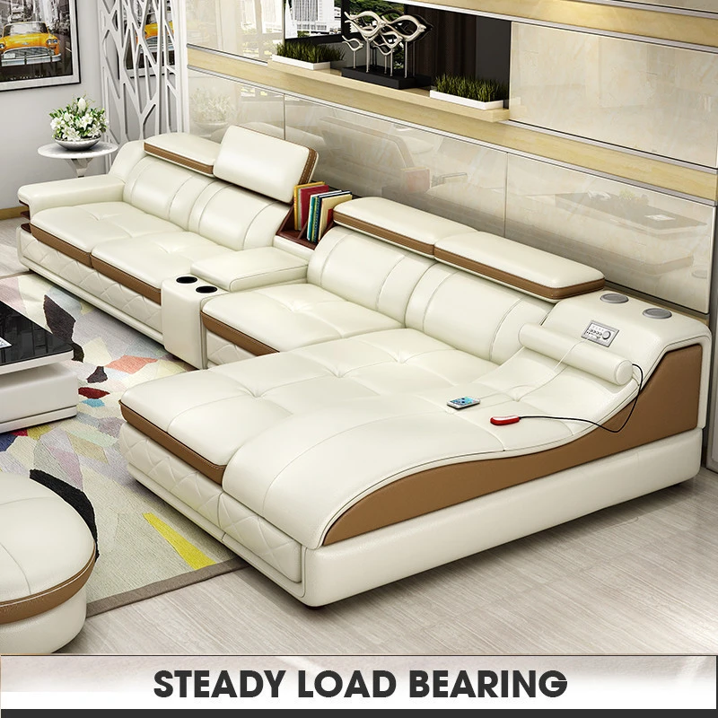 Leather Living Room Sofa Set Home Furniture Modern Design Frame Soft Sponge L Shape Home Furniture