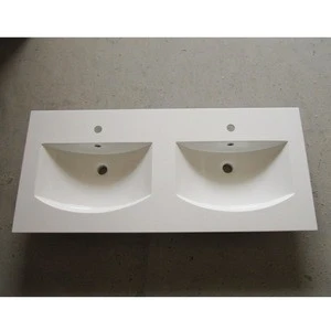 long bathroom sinks with two faucets/solid surface wash basins