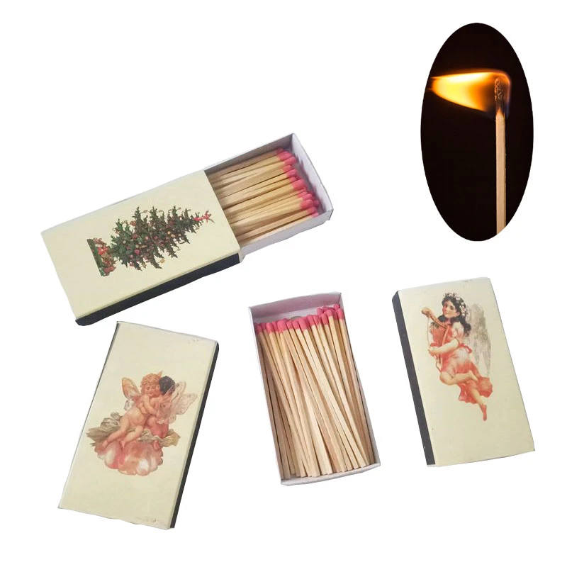 Long Burn 4 Inch Wood Modern Safety Matches Lighter for Fireplaces BBQ Lanterns with Striker