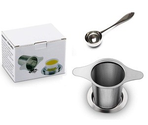Loose Leaf Tea Infuser With Two Handle,Stainless Steel Tea Strainer With Spoon,Gift Set