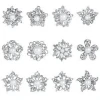 Lot 12 pcs Clear Rhinestone Crystal and Pearl Flower Brooches Pins Set DIY Wedding Bouquet Brooches Kits in Assorted Colors