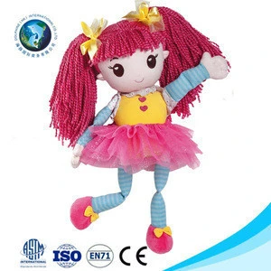 LOW MOQ Beautiful Stuffed Plush Rag Baby Doll Toy For Kids 2017 OEM Custom Cute Cartoon Handmade Soft Cloth Rag Doll