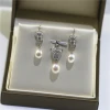 Luxury Brand Leopard Freshwater Cultured Pearl Bridal Jewelry Necklace Earrings Set