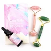 Luxury Top Quality Face Skin Care Anti Aging Natural Green Rose Quartz Pink Facial Vitamin C Serum Jade Roller Set