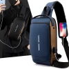 Mens Anti-theft Shoulder Bag With USB Charging Port, Fashion Casual Crossbody Bag moto cycle Sling Bag