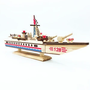 Military boat model Art Crafts Wooden ship model