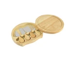 Mini Round Rubber Wood Cheese Board with 4 Utensils