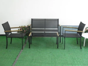 model new style cheap hot sell outdoor furniture garden sofa set with Plastic wood handrail