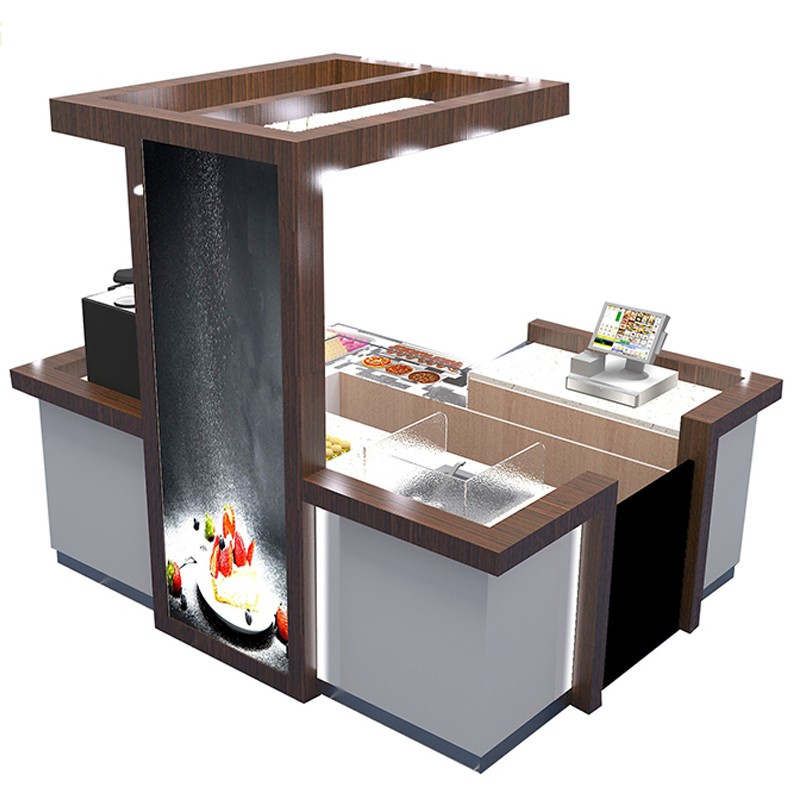 Buy Modern Coffee Shop Counter Food Kiosk For Shopping Mall Customized