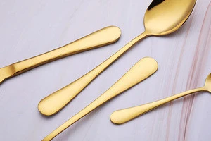Modern gold cutlery set for wedding ,gold flatware set, spoon and fork knife silverware