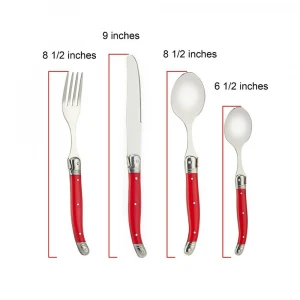 Modern laguiole style stainless steel cutlery accessories with assorted color handle