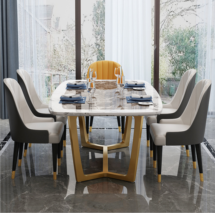 Buy Modern Light Luxury Marble Dining Table And Chair Nordic Minimalist ...