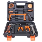 Muliti fuction 18 pieces tool box with scissors automotive lifehammer wire pliers aluminum alloy flashlight hexagon set