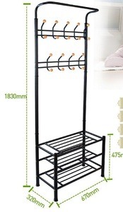 Multi-functional Metal Clothes Coat Shoes Storage Shelf Rack Stand