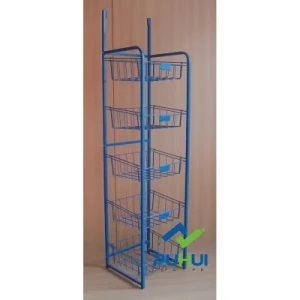 Multi Layers Wire Basket Holder Floor Metal Bulk Display Stand (pH15-567)