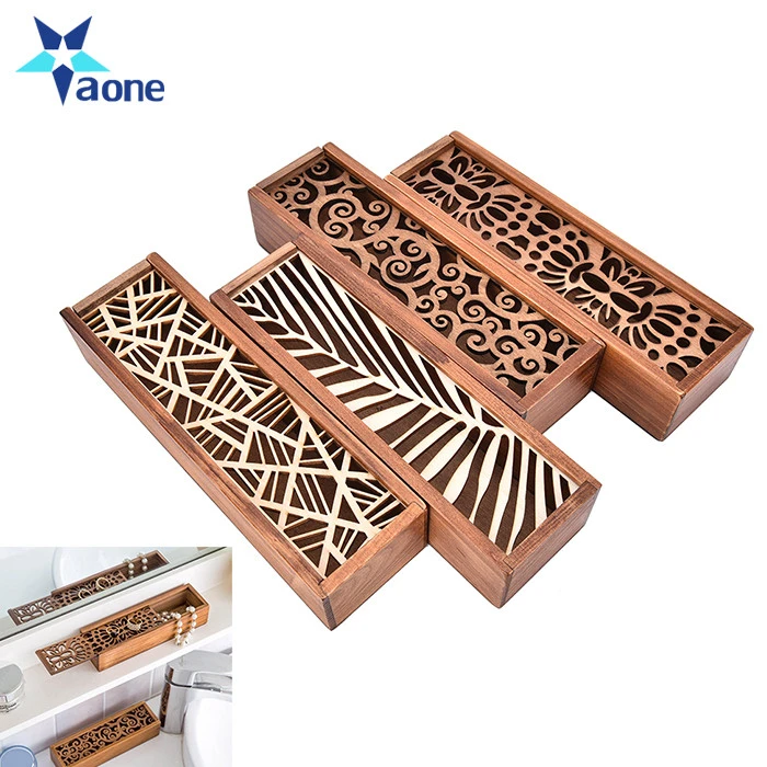 Multifunction Storage Box Hollow Wood Pencil Case Wooden Pencil Box Pencil Cases School Gift Kawaii Stationery Large Capacity