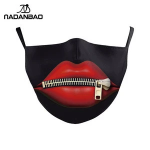 NADANBAO Wholesale Sublimation Facemask Clown Lip Print Mouth Facemask Fashion Polyester Earloop Facemask for Party
