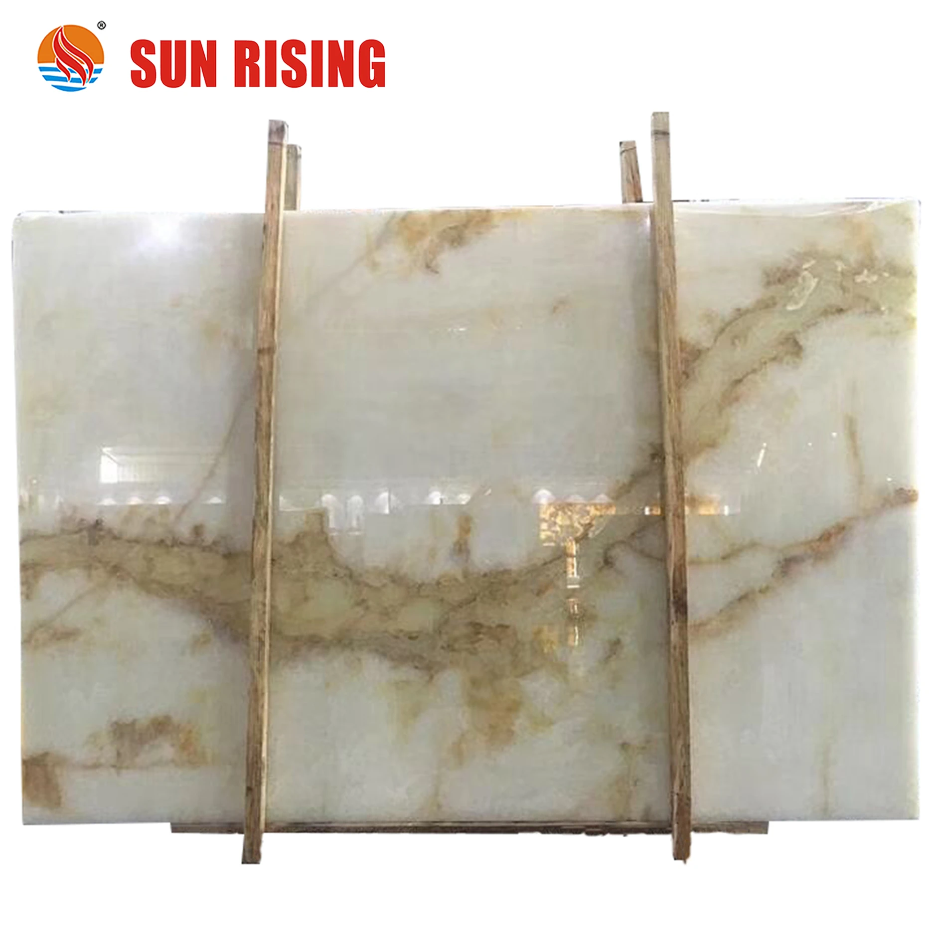 Natural Stone Silk White Onyx Slab For Wall Decoration