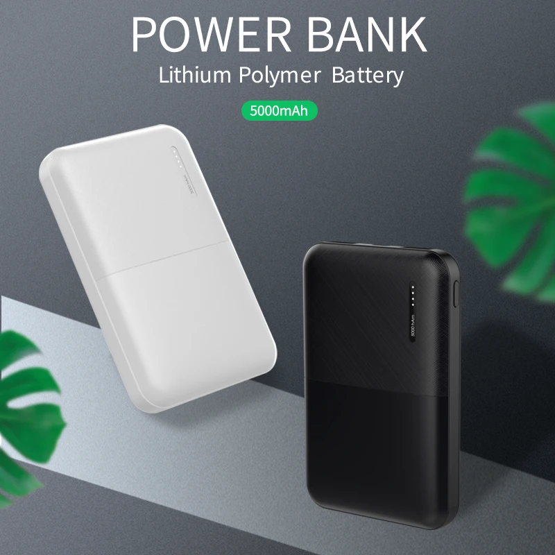 New 5000mah 2USB Ports Power Bank Trending Products Ultra Slim Portable Wired Small Mini Powerbank For Promotion