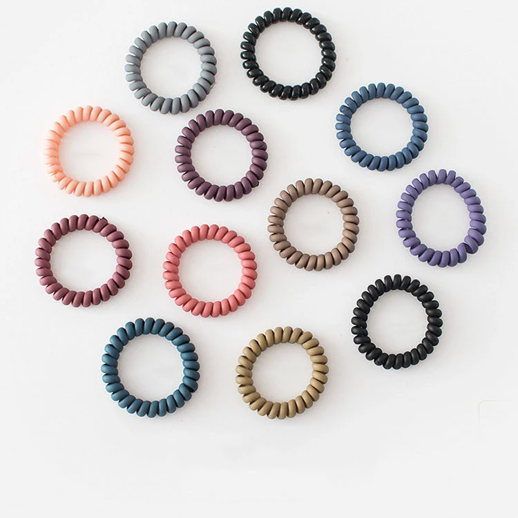 New Arrival 12 Candy Colors Abrazine Telephone Wire Hair Scrunchies Plastic Rubber Bands