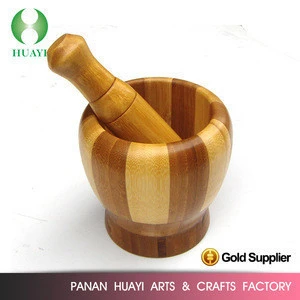 New arrival style factory price bamboo pestle and mortar