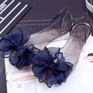 New Butterfly Big Flower Jelly Shoes Transparent Flat Bottom Womens Sandals Fish Mouth Versatile Beach Shoes