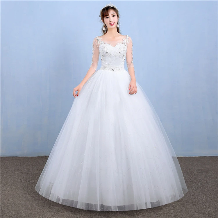 New Elegant Princess Good Price Lace Beach Bridal wedding dress